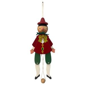 Sevi Italy wooden Pinocchio Jumping Jack pull string toy 10" tall  No label